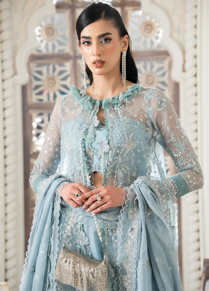 Khurshid Pret Embroidered Organza 3 Piece Suit Dove