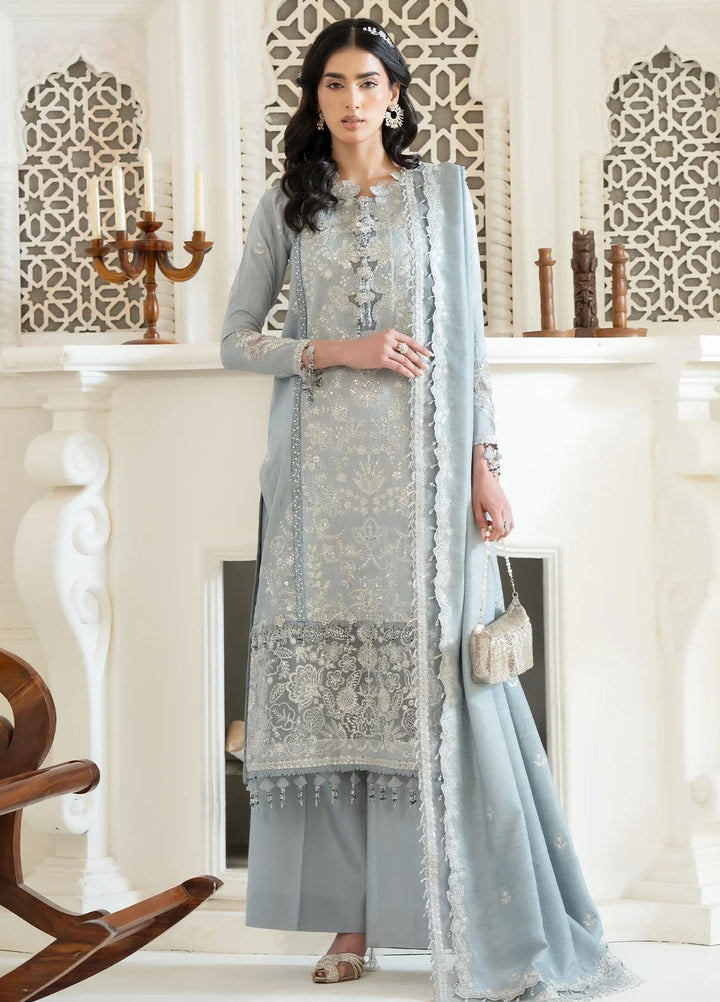 Khurshid Pret Embroidered Raw Silk 3 Piece Suit Lily