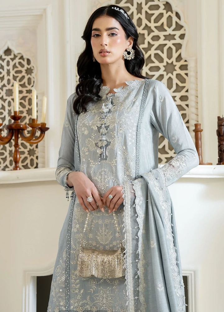 Khurshid Pret Embroidered Raw Silk 3 Piece Suit Lily