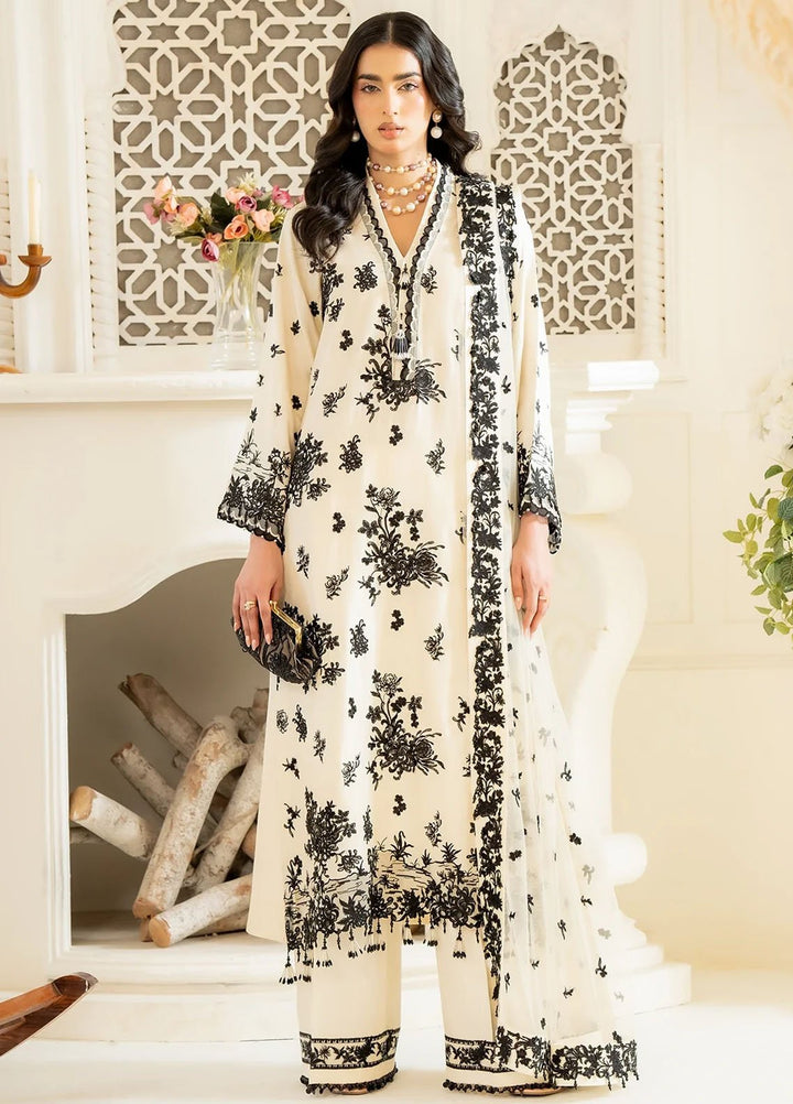 Khurshid Pret Embroidered Raw Silk 3 Piece Suit Sterling