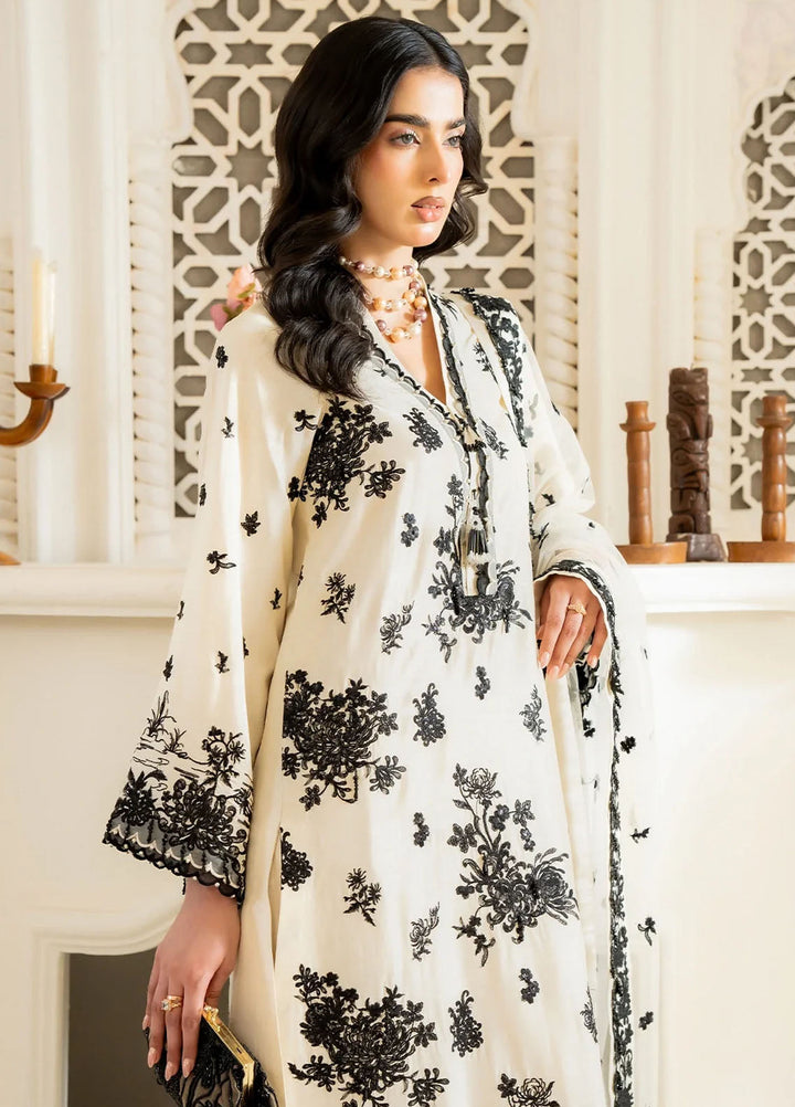 Khurshid Pret Embroidered Raw Silk 3 Piece Suit Sterling