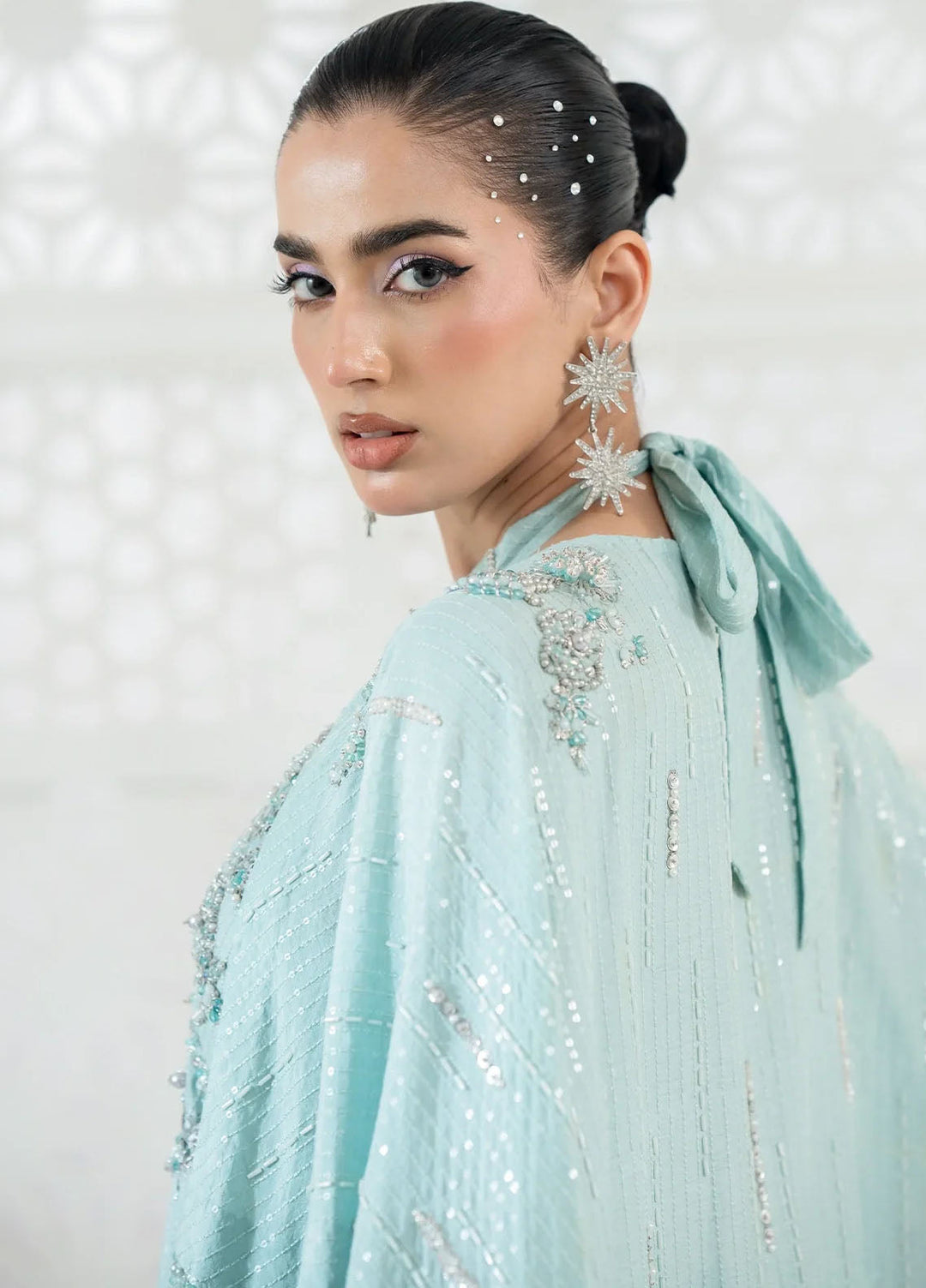 Khurshid Pret Embroidered Raw Silk 3 Piece Suit Storm