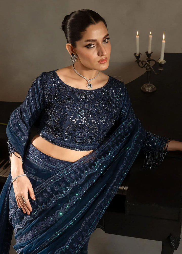 Khurshid Pret Embroidered Raw Silk Saree Luna