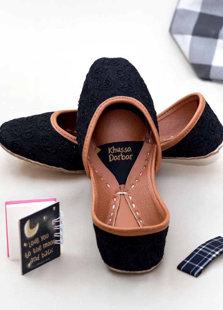 Khussa Darbar Casual Style   Khussa Black Chikankari