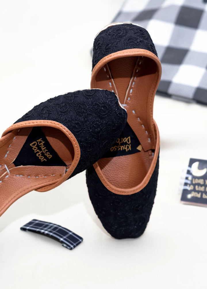 Khussa Darbar Casual Style   Khussa Black Chikankari