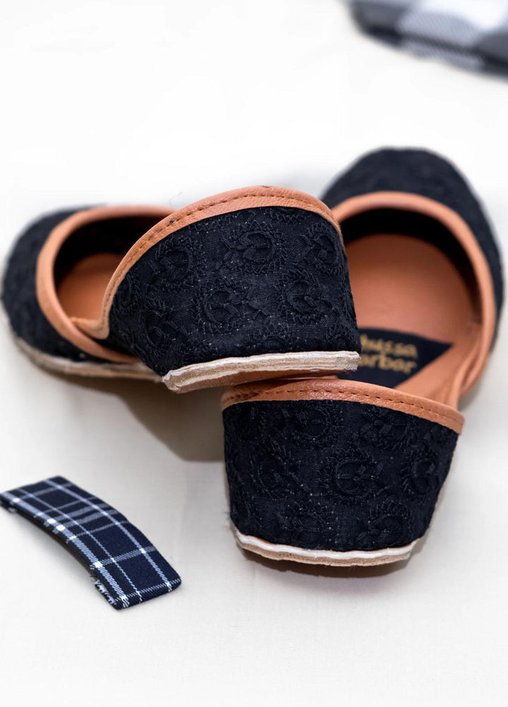 Khussa Darbar Casual Style   Khussa Black Chikankari