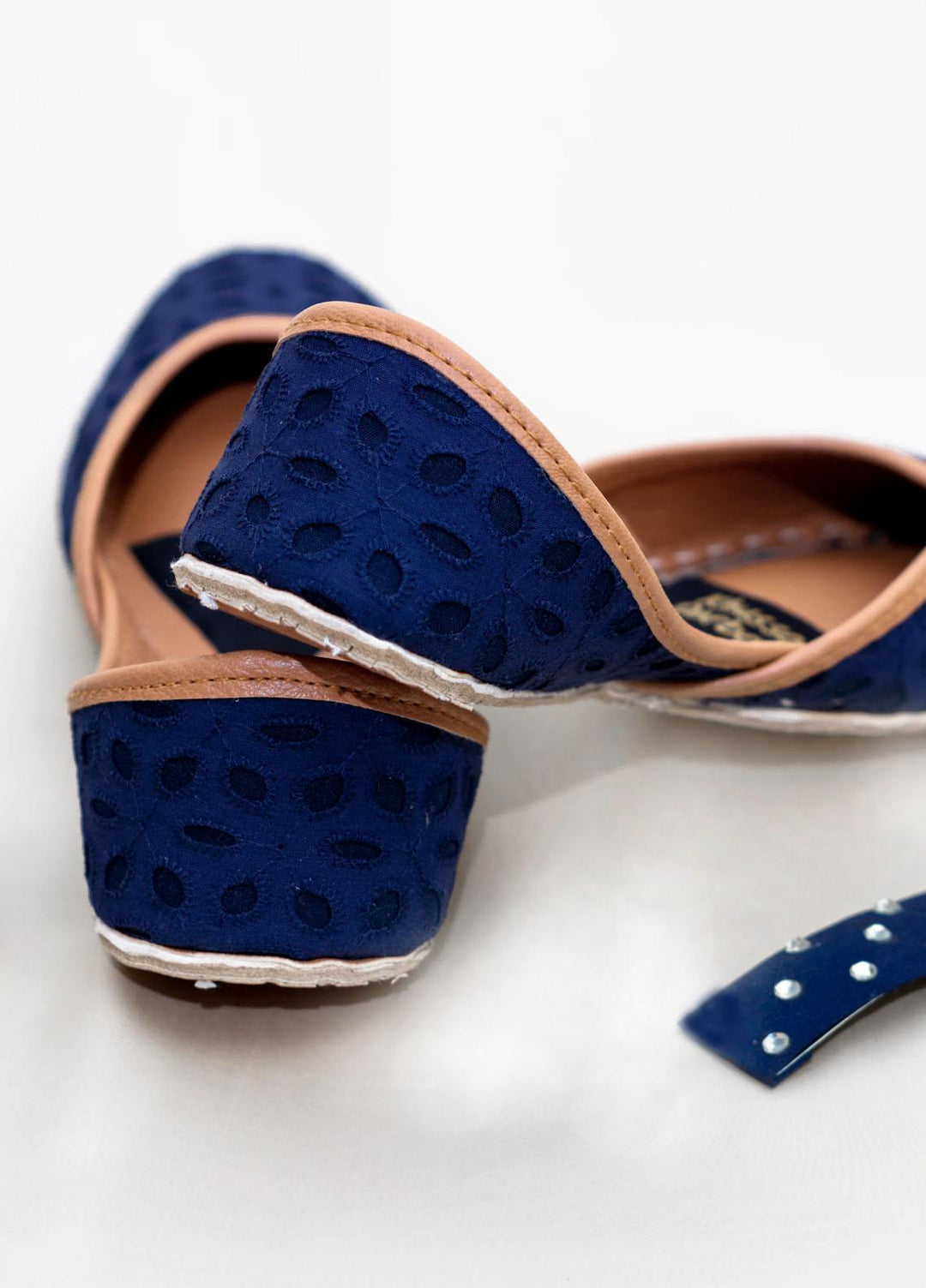 Khussa Darbar Casual Style   Khussa Navy-Blue Chikankari