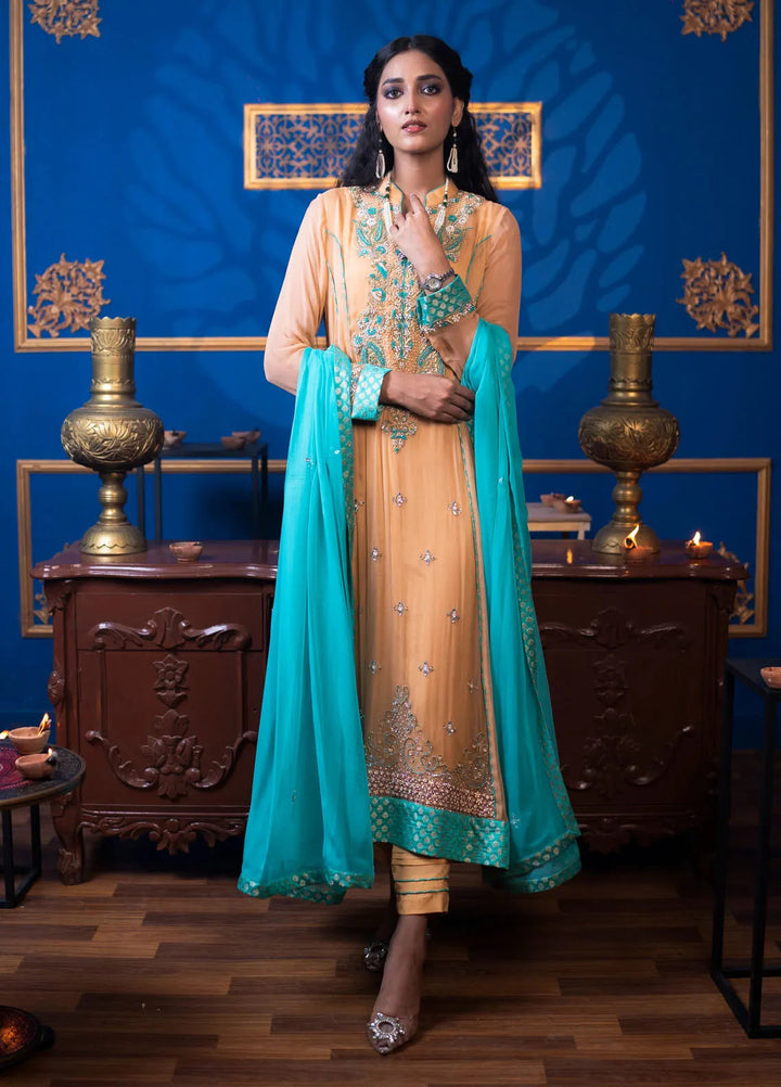 Khuwab by Kazma Pret Embroidered Bamber Chiffon 3 Piece Suit Mosswood