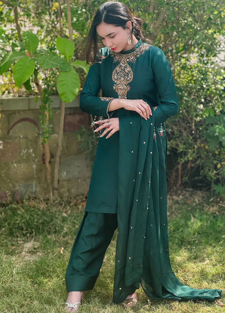 Khuwab by Kazma Pret Embroidered Chinese Silk 3 Piece Suit Heer