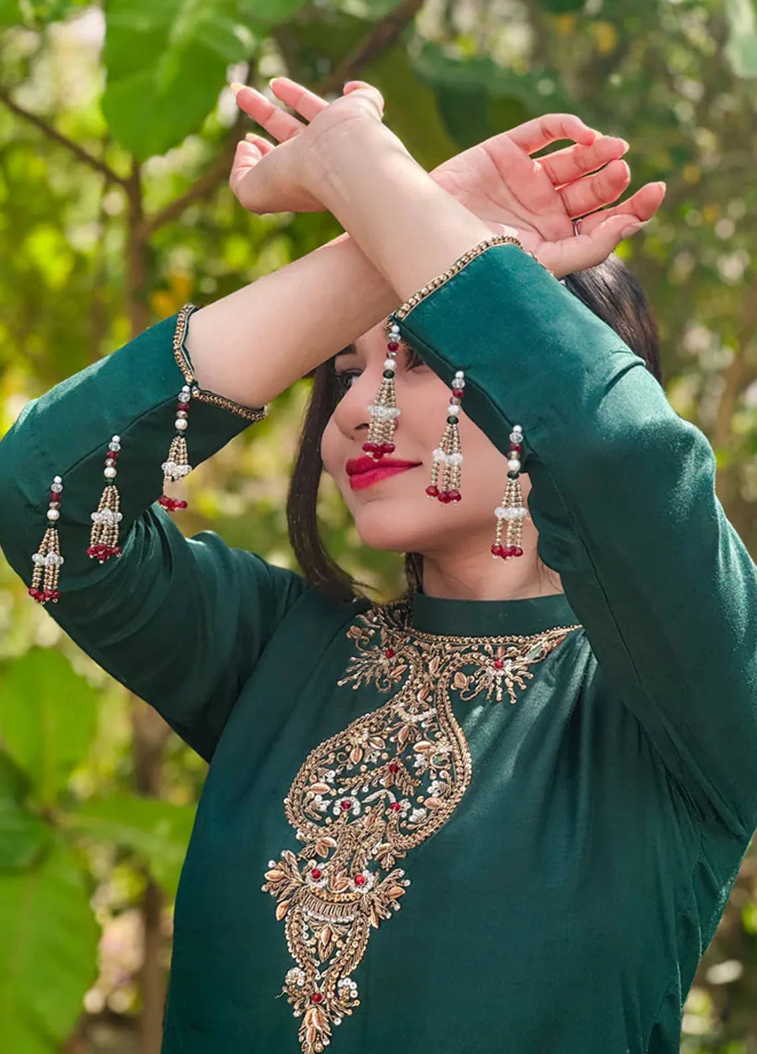 Khuwab by Kazma Pret Embroidered Chinese Silk 3 Piece Suit Heer