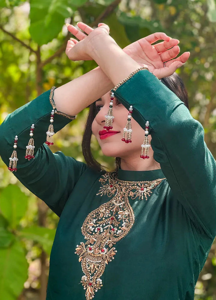 Khuwab by Kazma Pret Embroidered Chinese Silk 3 Piece Suit Heer