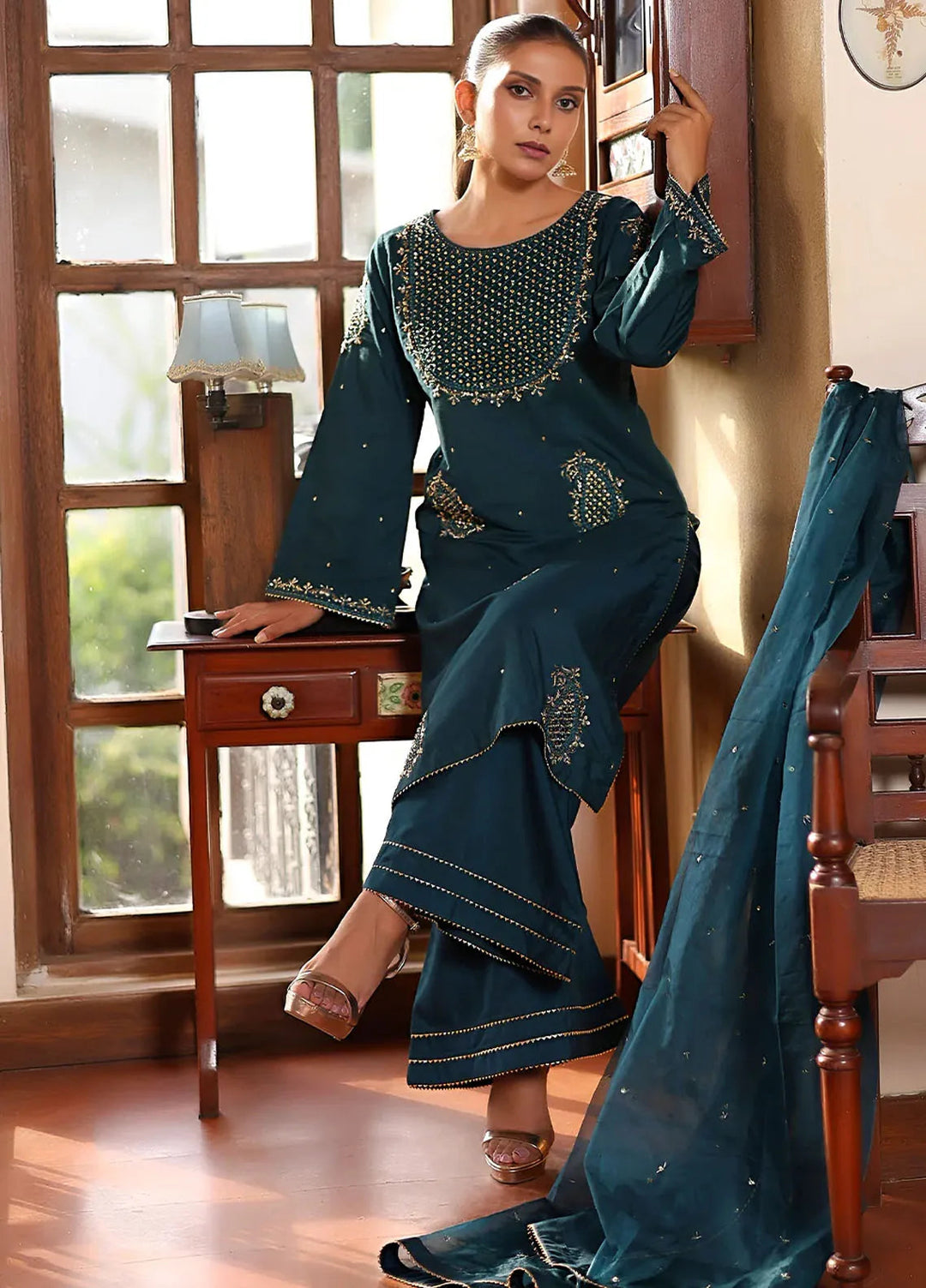 Khuwab by Kazma Pret Embroidered Cotton Silk 3 Piece Suit CE-004