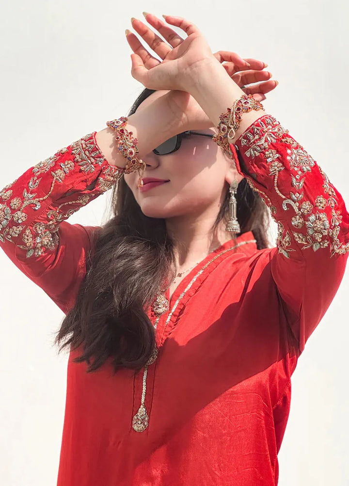 Khuwab by Kazma Pret Embroidered Korean Silk 3 Piece Suit Rooshan