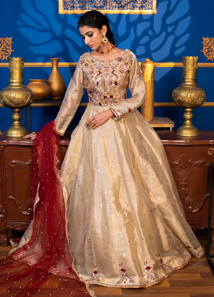 Khuwab by Kazma Pret Embroidered Lama Tissue 3 Piece Suit Aurum