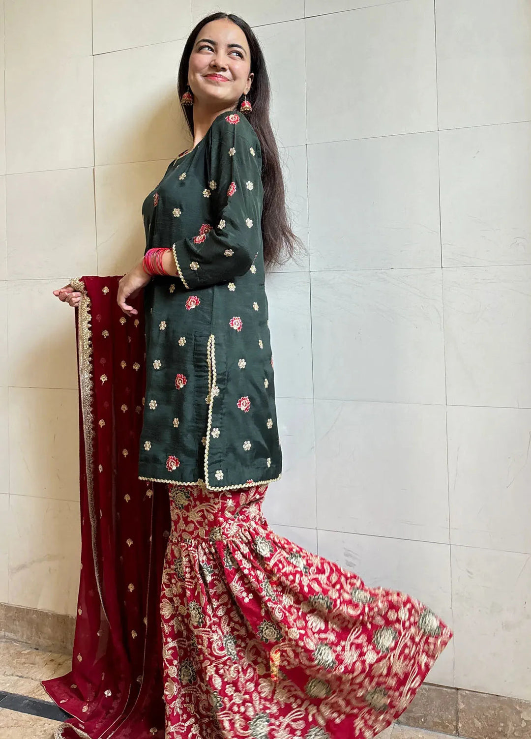 Khuwab by Kazma Pret Embroidered Raw silk 3 Piece Suit Gharara