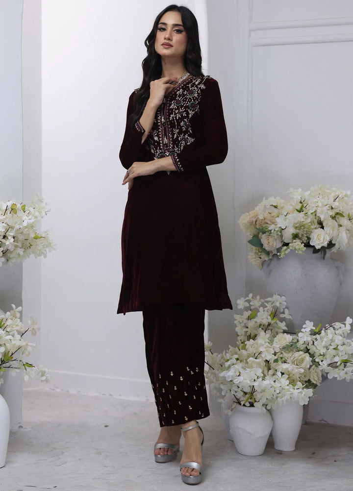 Khuwab by Kazma Pret Embroidered Velvet 2 Piece Suit Noor-E-Fleurs
