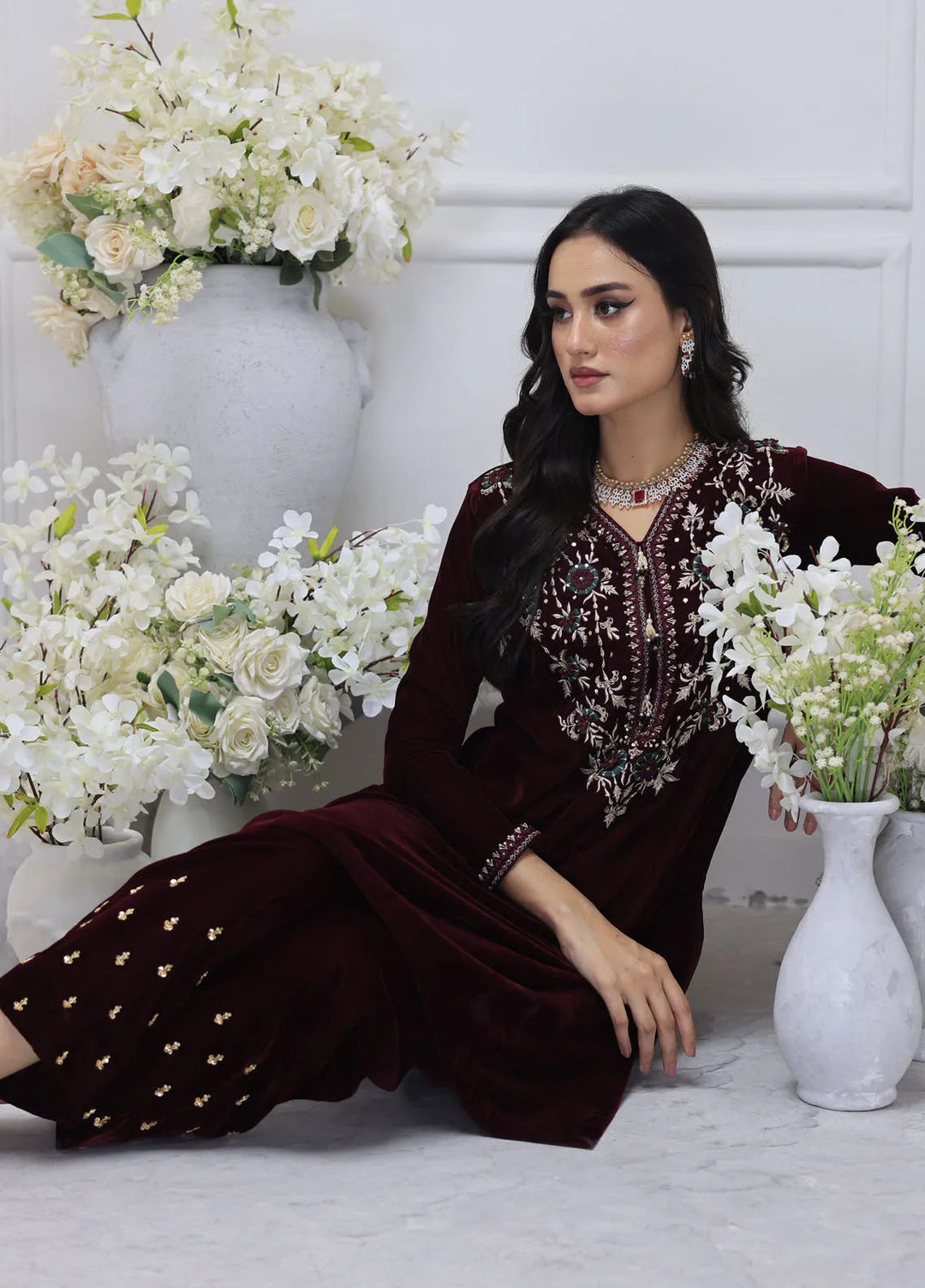 Khuwab by Kazma Pret Embroidered Velvet 2 Piece Suit Noor-E-Fleurs