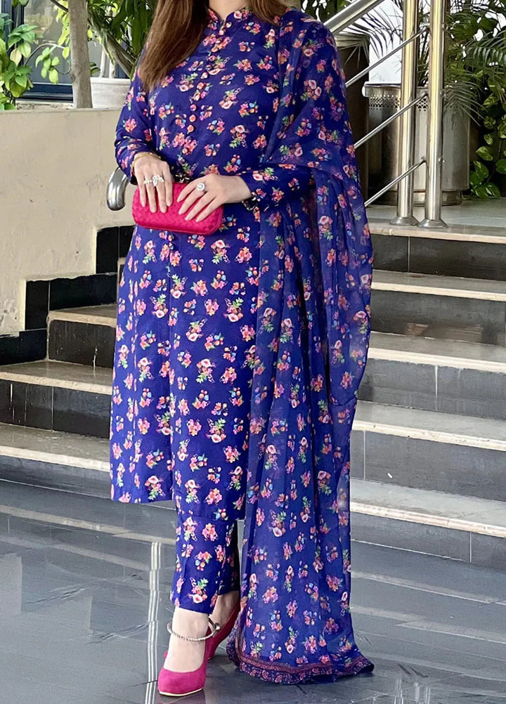 Khuwab by Kazma Pret Printed Swiss Monar 3 Piece Suit Luxe-005