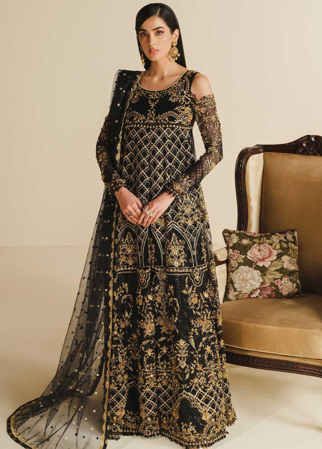 Khwaab By Maryum N Maria Embroidered Net Suits Unstitched 3 Piece MNM22K Heroine (MFG-0023) - Luxury Collection