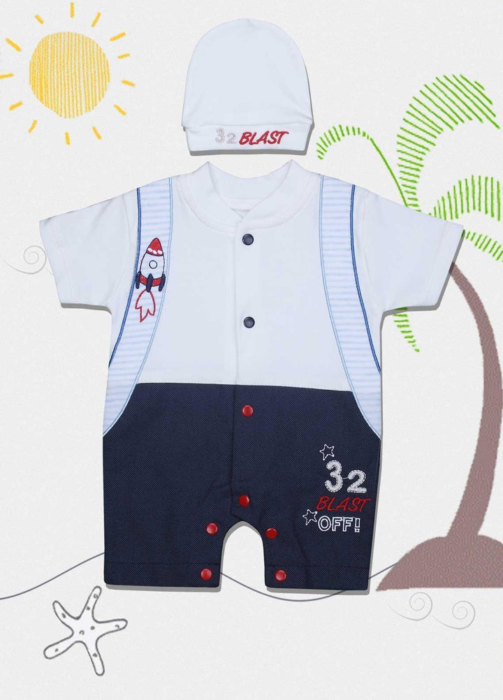 Sanaulla Exclusive Range Cotton Fancy Romper for Kids -  1039 White2