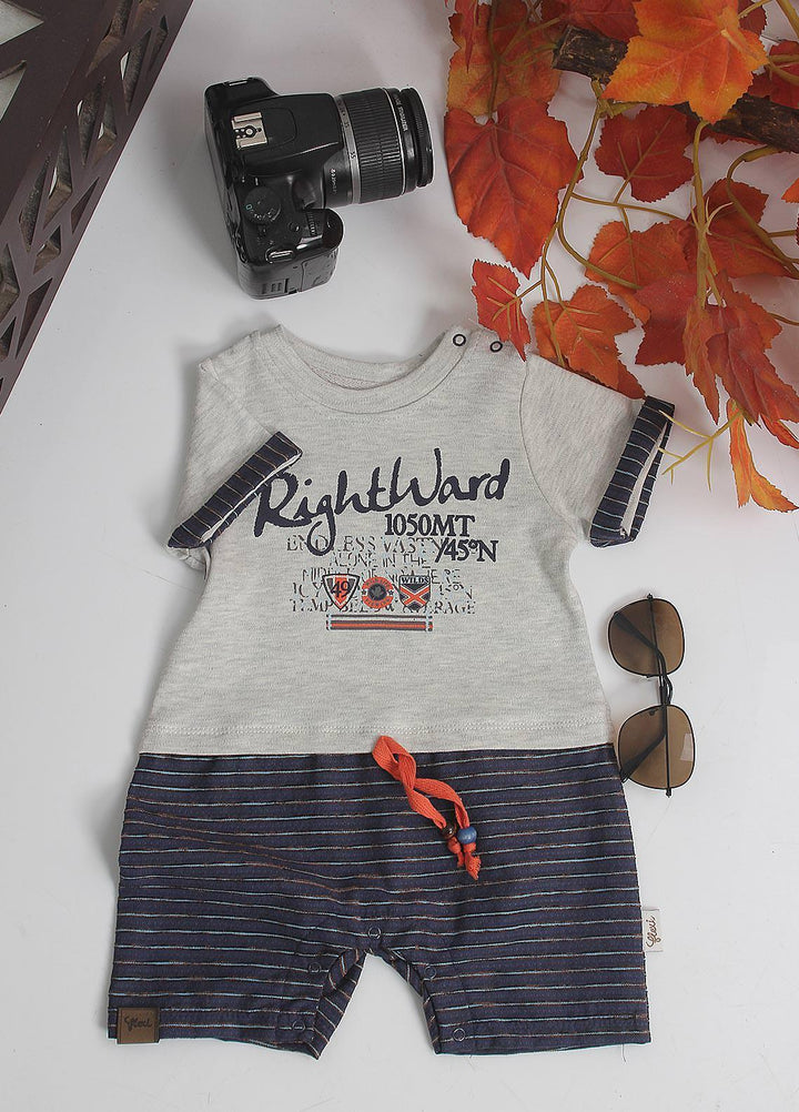 Sanaulla Exclusive Range Cotton Fancy Pret Romper for Kids -  213682 Blue