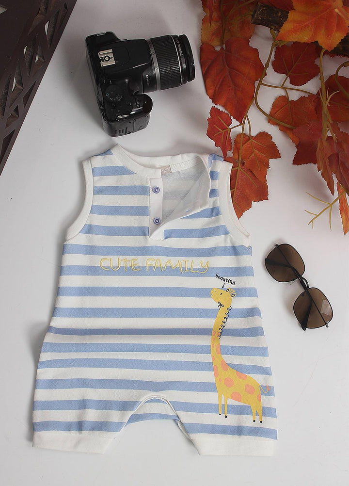 Sanaulla Exclusive Range Cotton Fancy Pret Romper for Kids -  481384 Blue