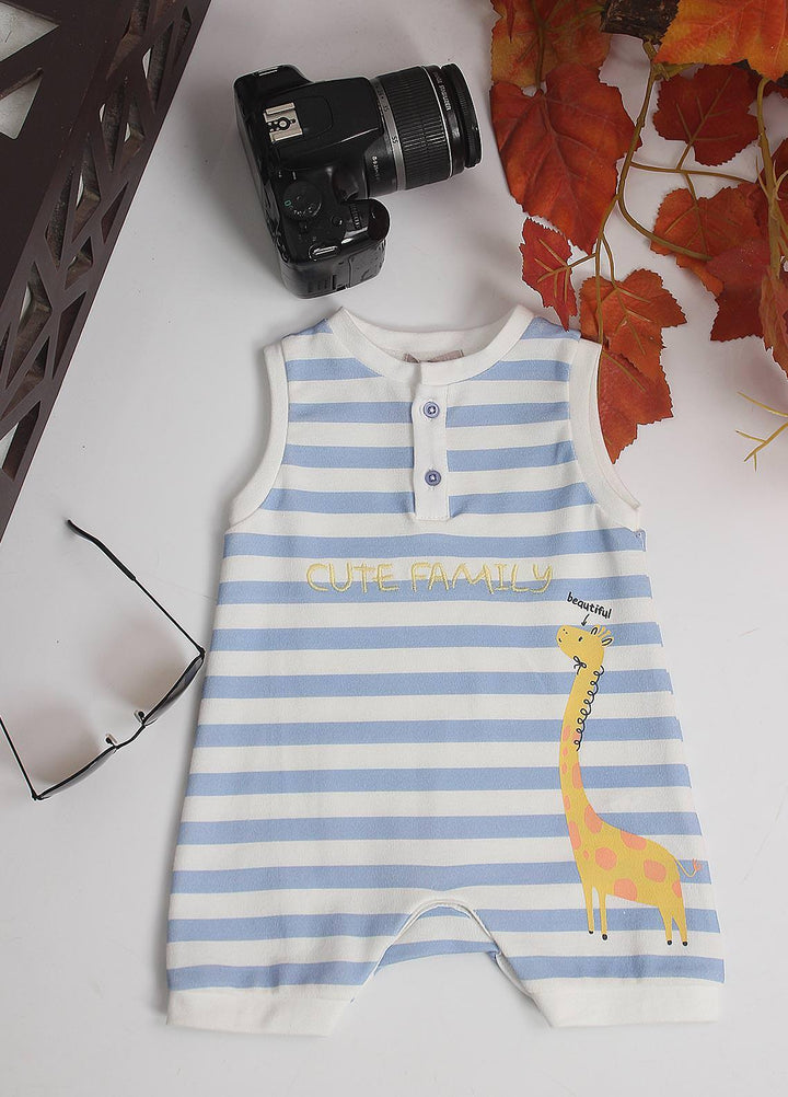 Sanaulla Exclusive Range Cotton Fancy Pret Romper for Kids -  481384 Blue