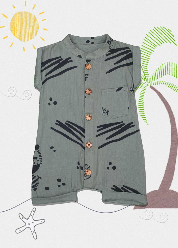 Sanaulla Exclusive Range Cotton  Kids Rompers -  1247 Green