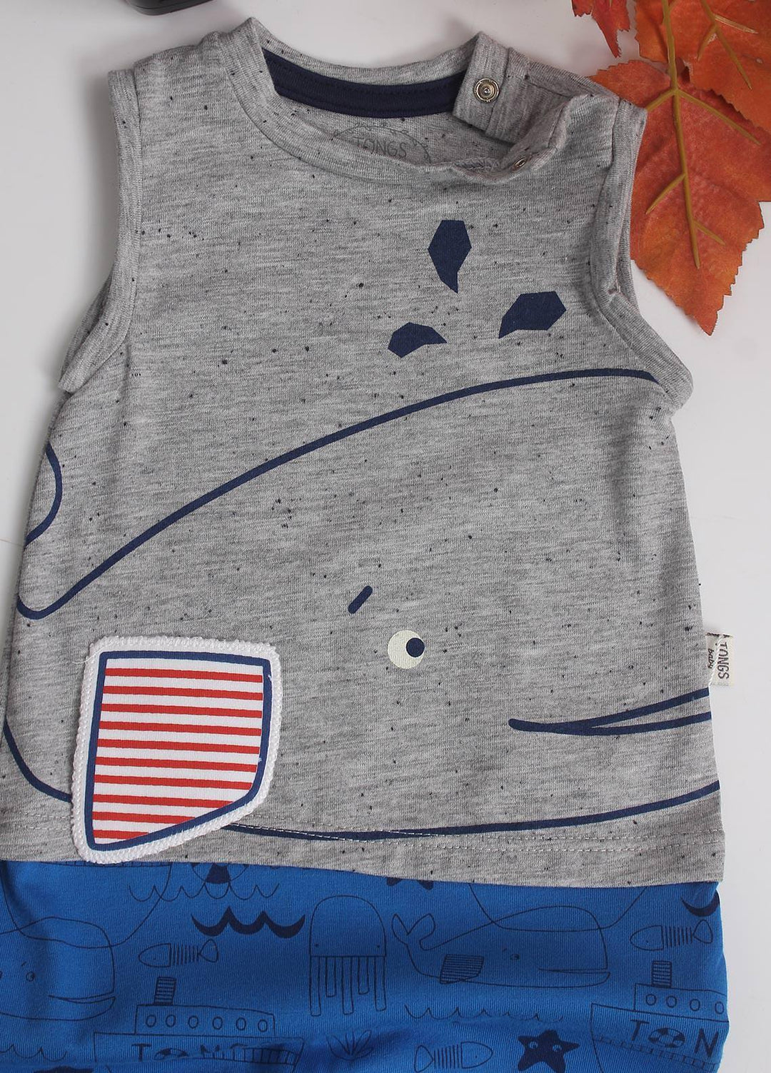 Sanaulla Exclusive Range Cotton Fancy Pret Romper for Kids -  2851 Grey