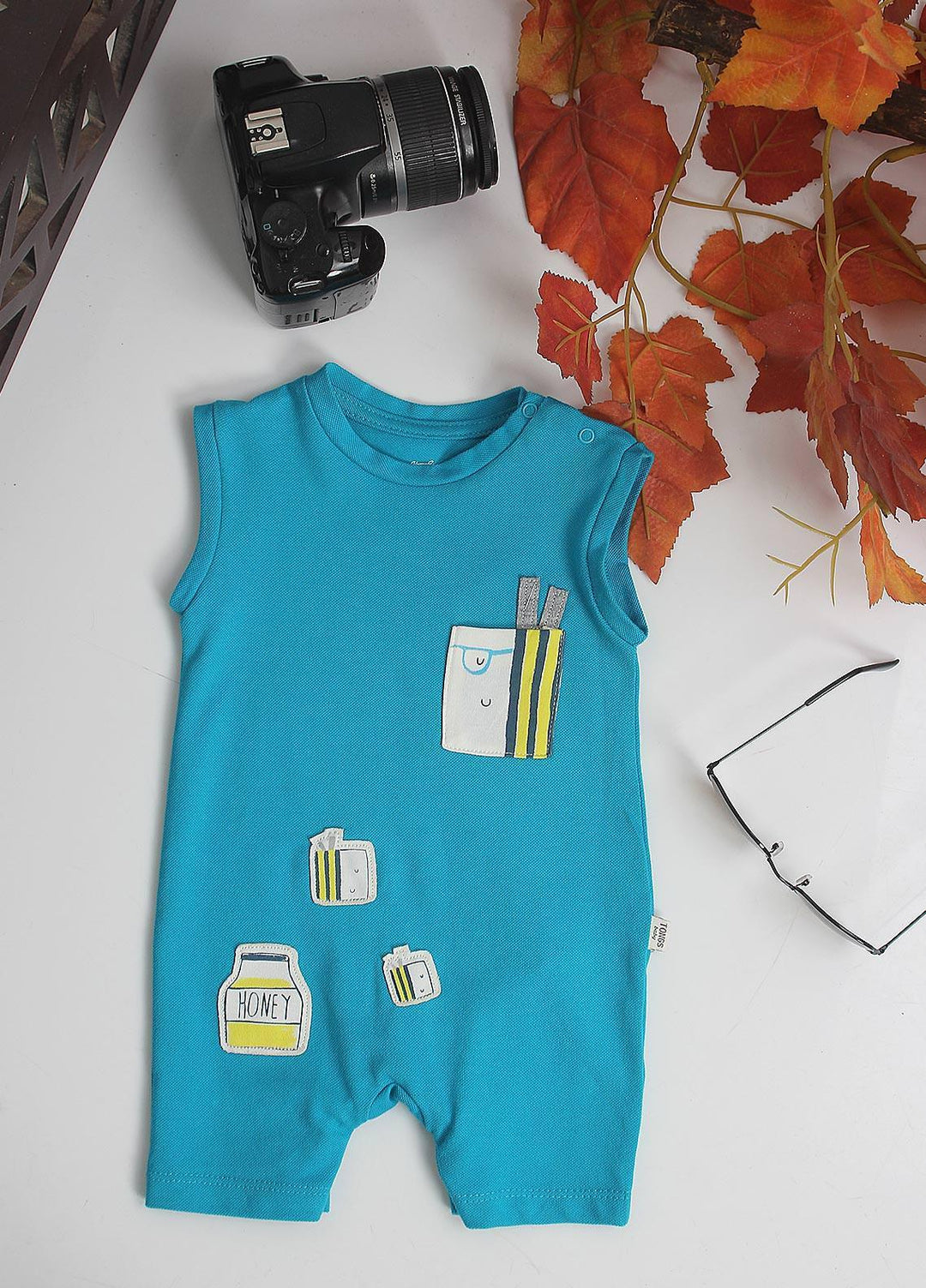 Sanaulla Exclusive Range Cotton Fancy Pret Romper for Kids -  2572 Ferozi