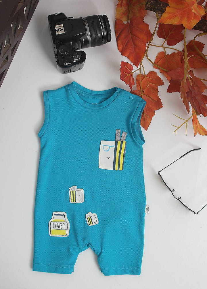 Sanaulla Exclusive Range Cotton Fancy Pret Romper for Kids -  2572 Ferozi