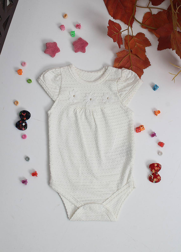 Sanaulla Exclusive Range Cotton Fancy Pret Romper for Kids -  1177 Off White