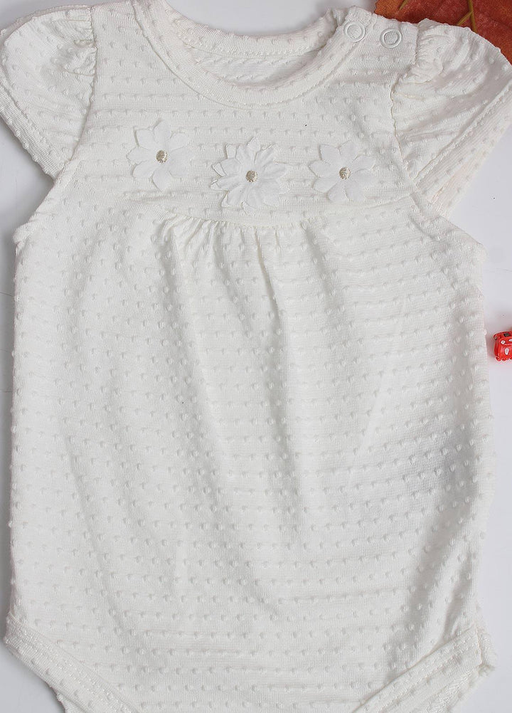 Sanaulla Exclusive Range Cotton Fancy Pret Romper for Kids -  1177 Off White