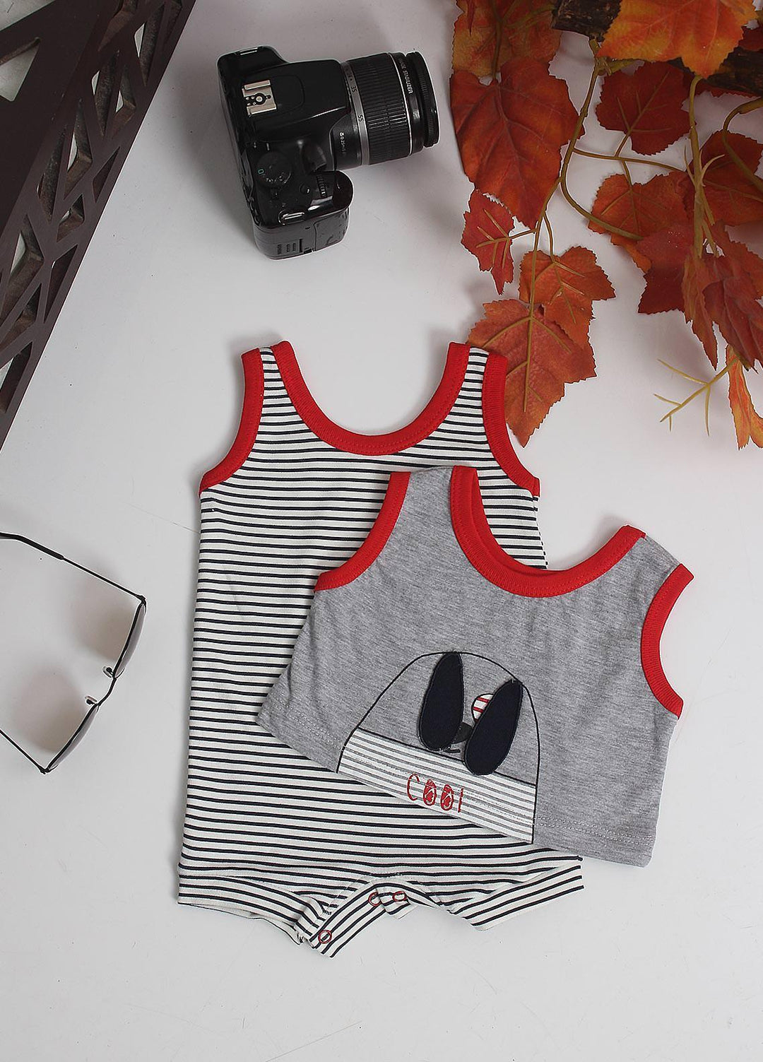 Sanaulla Exclusive Range Cotton Fancy Pret Romper for Kids -  1222 Grey