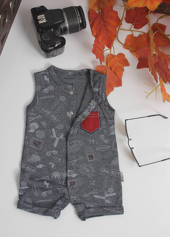 Sanaulla Exclusive Range Cotton Fancy Pret Romper for Kids -  212157 Grey