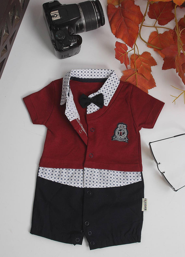 Sanaulla Exclusive Range Cotton Fancy Pret Romper for Kids -  1182 Maroon