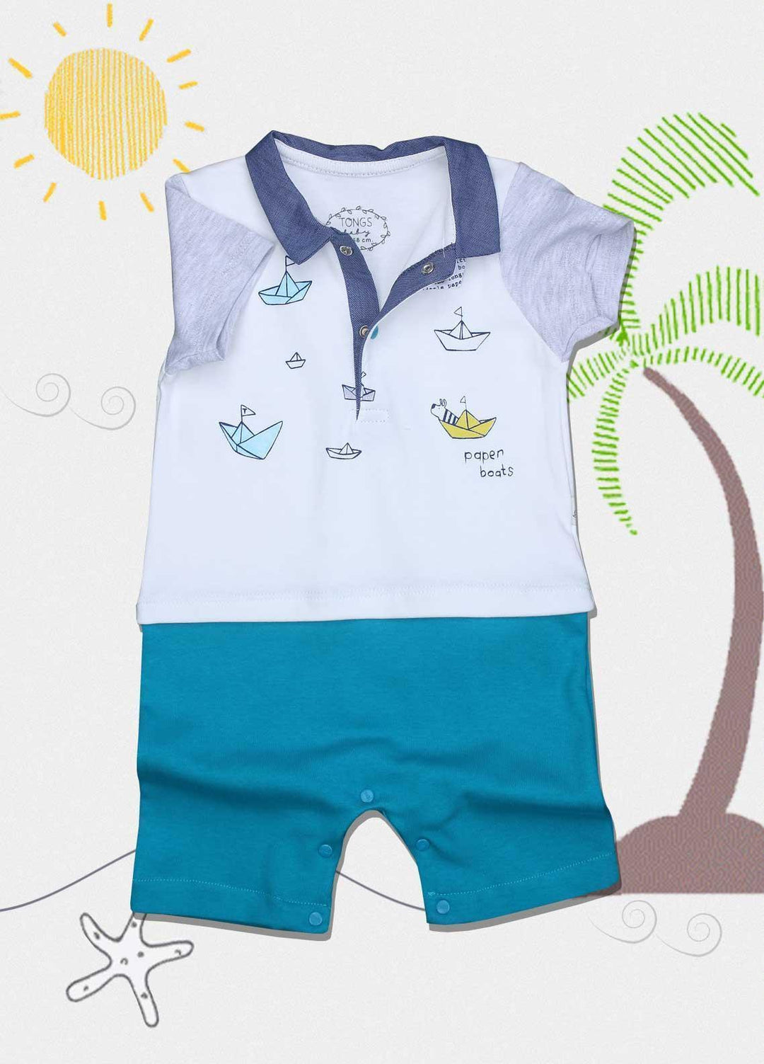 Sanaulla Exclusive Range Cotton Fancy Romper for Kids -  2212 White