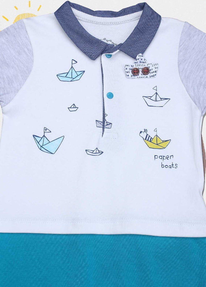 Sanaulla Exclusive Range Cotton Fancy Romper for Kids -  2212 White