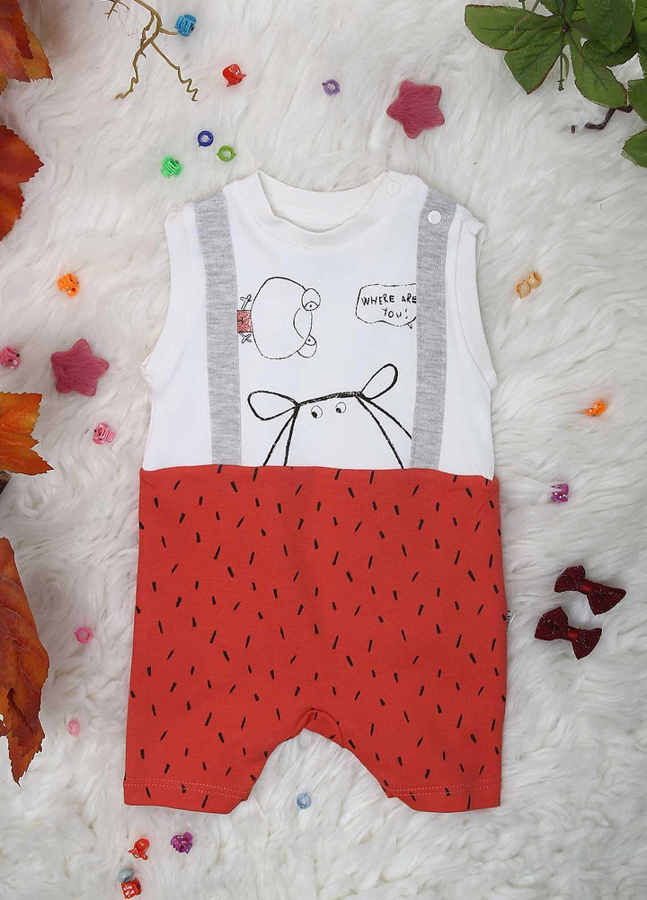 Sanaulla Exclusive Range Cotton  Rompers for Kids -  2223 Red