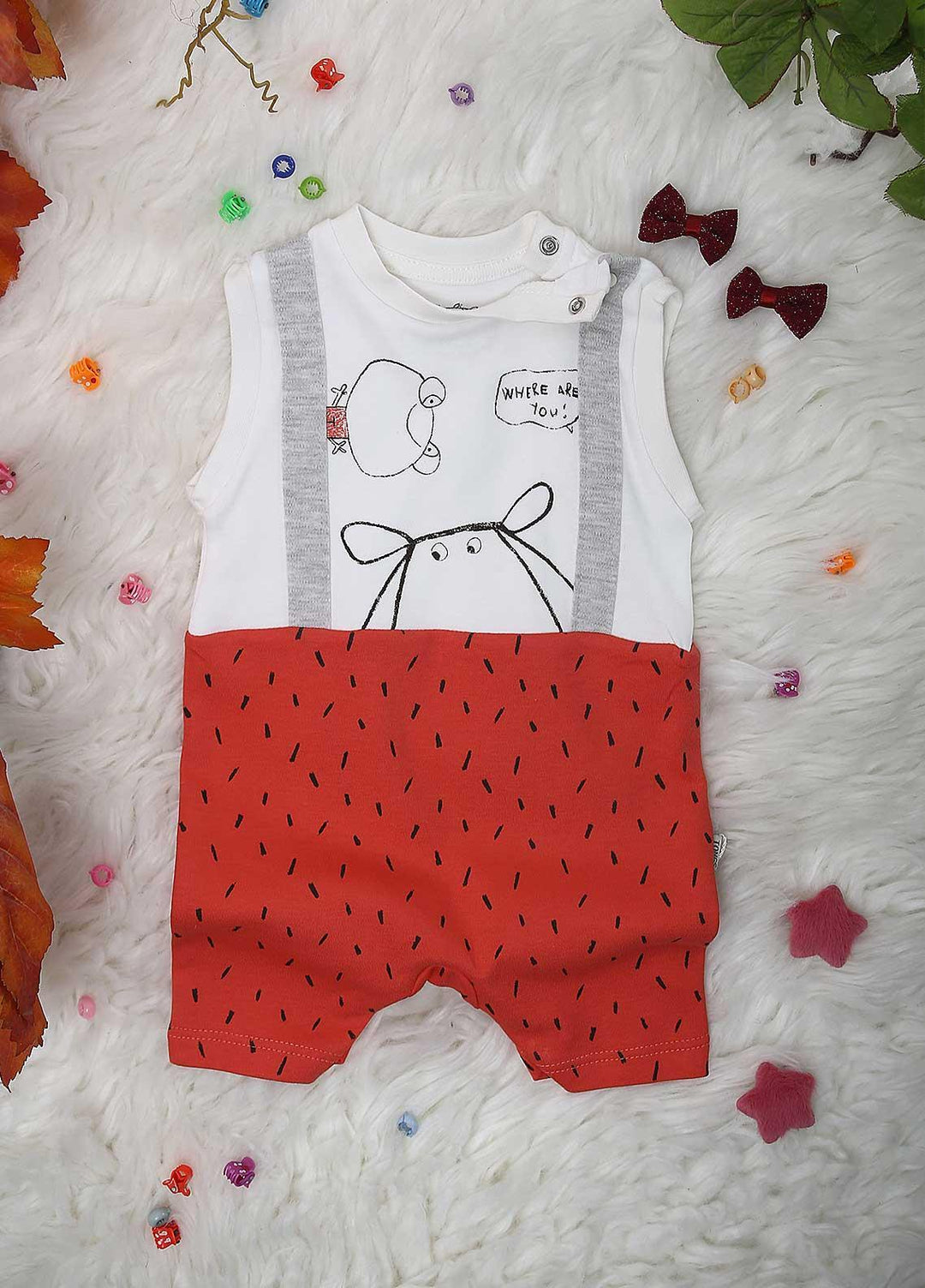 Sanaulla Exclusive Range Cotton  Rompers for Kids -  2223 Red