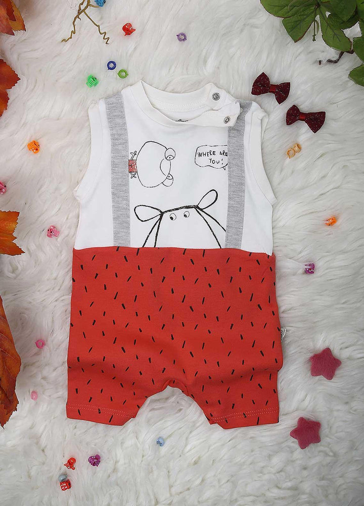 Sanaulla Exclusive Range Cotton  Rompers for Kids -  2223 Red