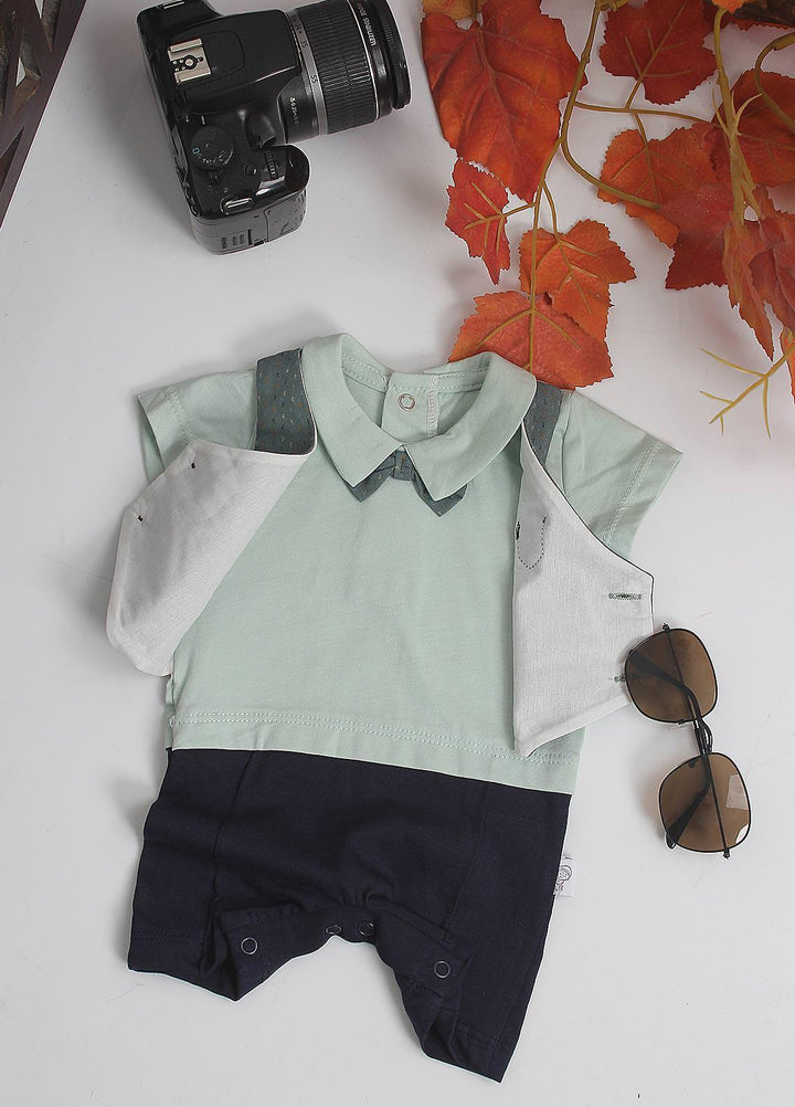 Sanaulla Exclusive Range Cotton Fancy Pret Romper for Kids -  3034 Green