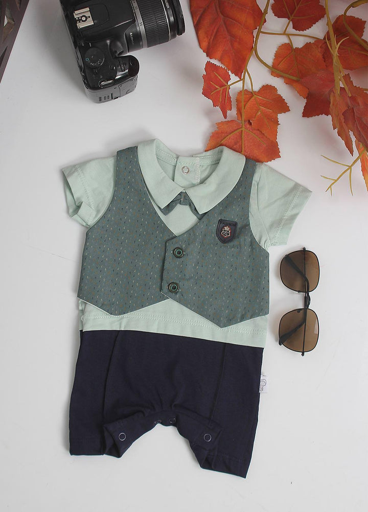 Sanaulla Exclusive Range Cotton Fancy Pret Romper for Kids -  3034 Green