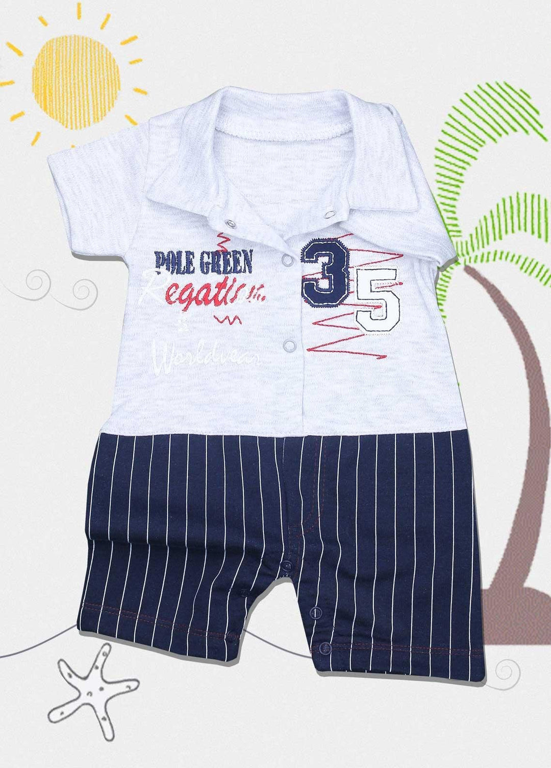 Sanaulla Exclusive Range Cotton Fancy Romper for Kids -  2353 Grey