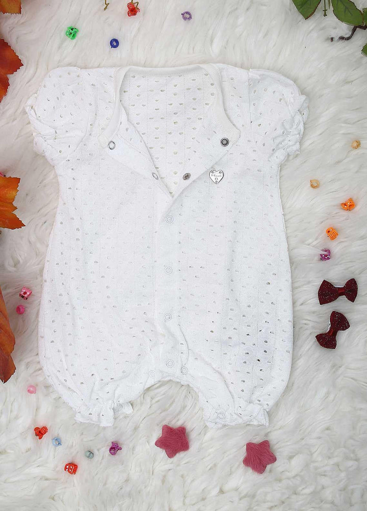 Sanaulla Exclusive Range Cotton  Kids Rompers -  236201 White