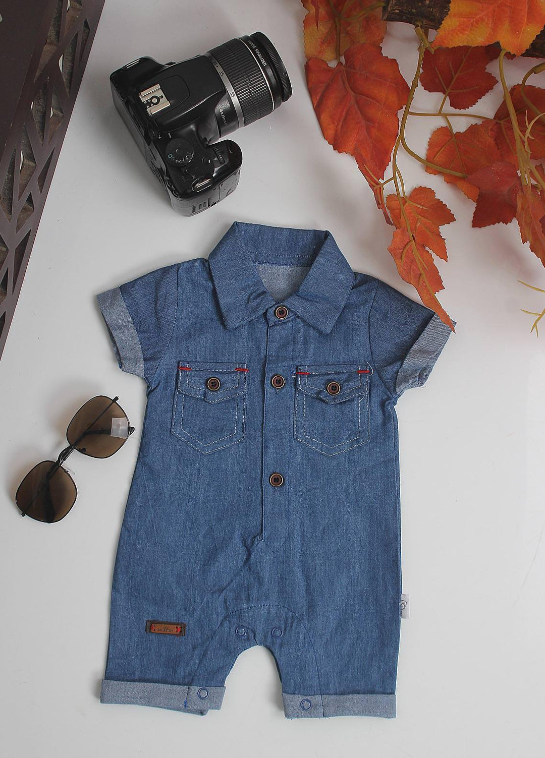 Sanaulla Exclusive Range Cotton Fancy Pret Romper for Kids -  3024 Blue