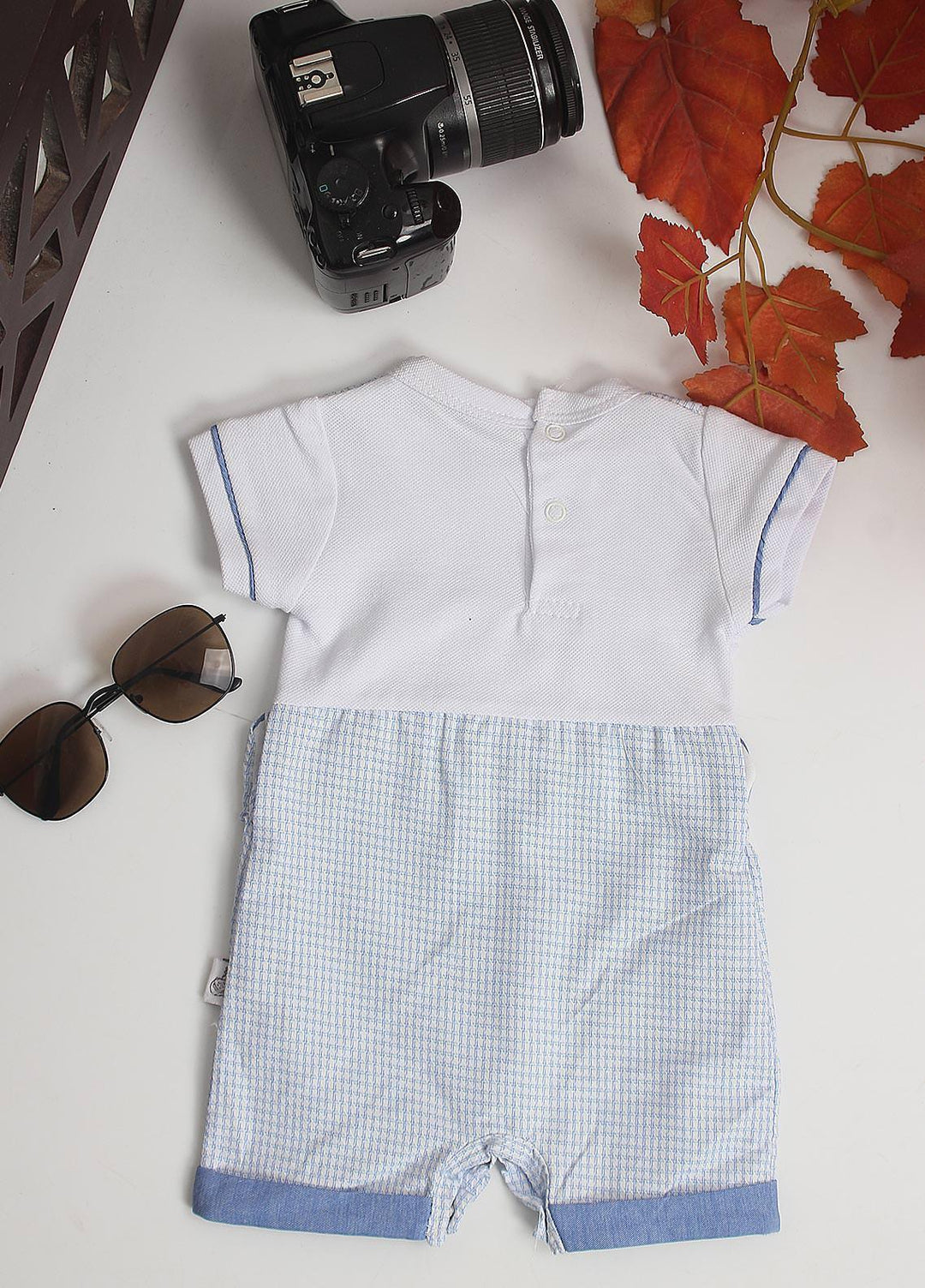 Sanaulla Exclusive Range Cotton Fancy Pret Romper for Kids -  3028 Sk-Blue