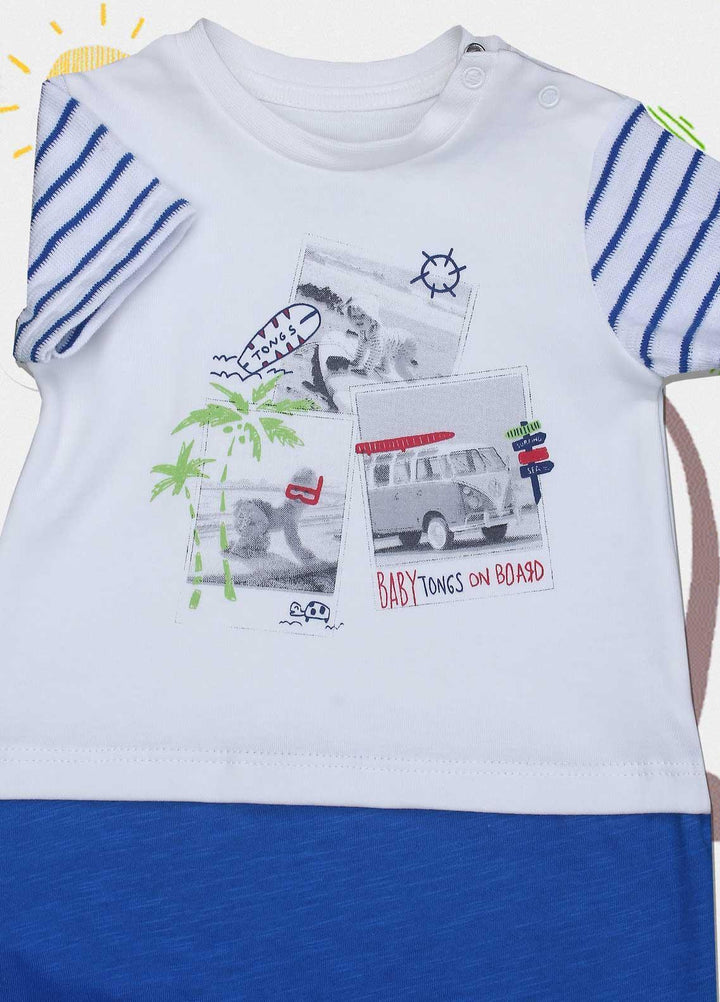 Sanaulla Exclusive Range Cotton Fancy Romper for Kids -  2581 White1