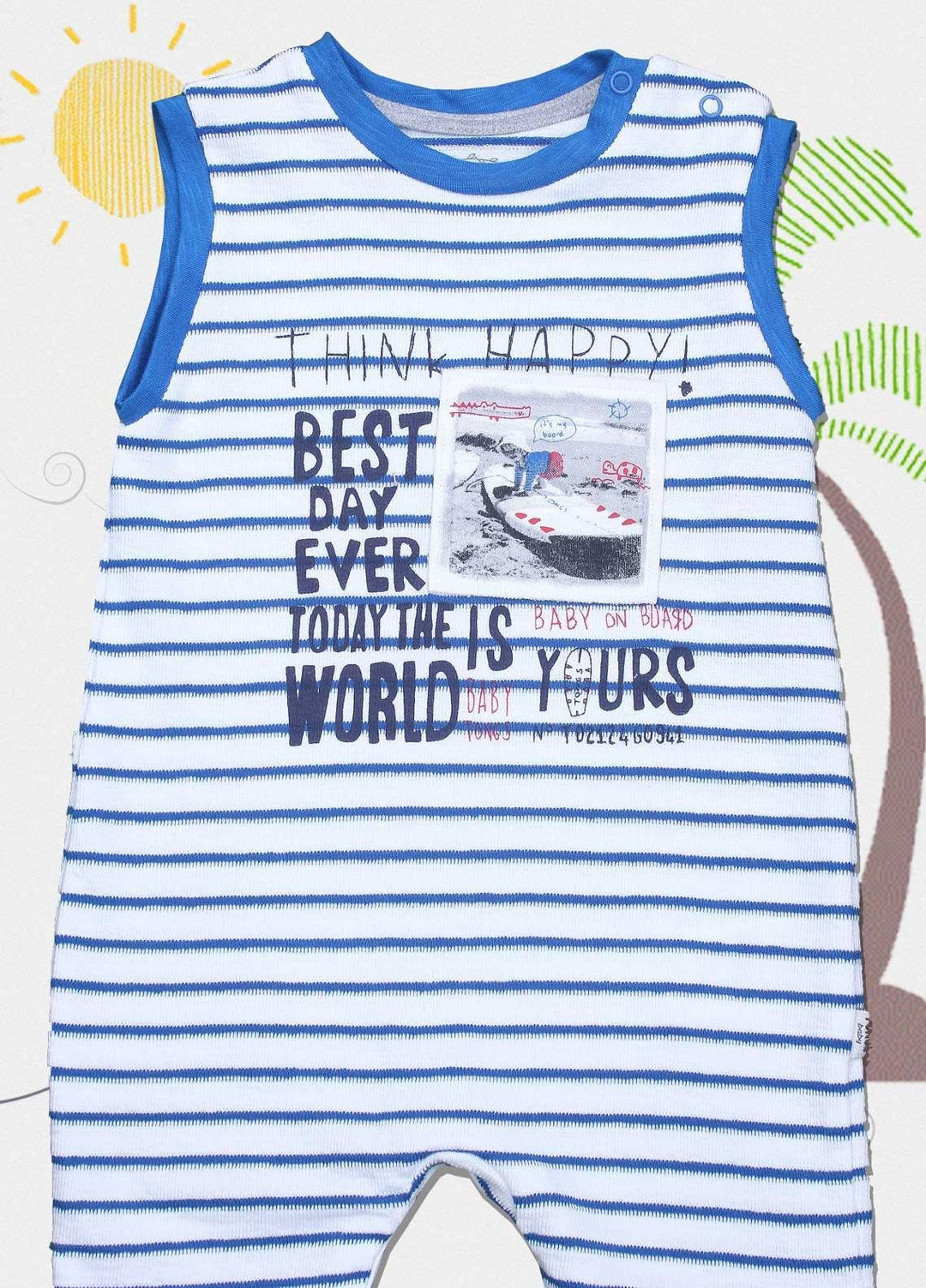 Sanaulla Exclusive Range Cotton Fancy Kids Romper -  2582 Blue