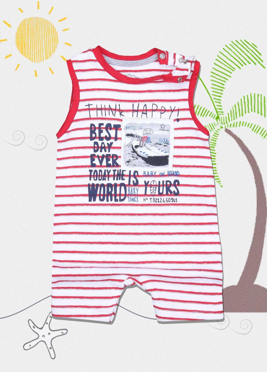 Sanaulla Exclusive Range Cotton Fancy Romper for Kids -  2582 Red